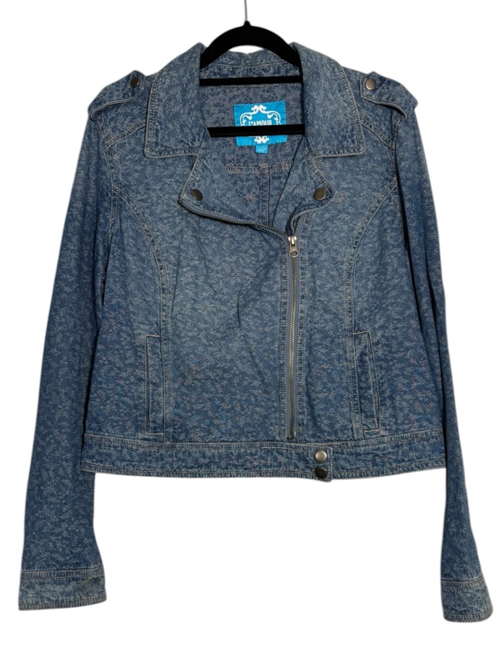 L'Amour Blue Denim Moto Jacket